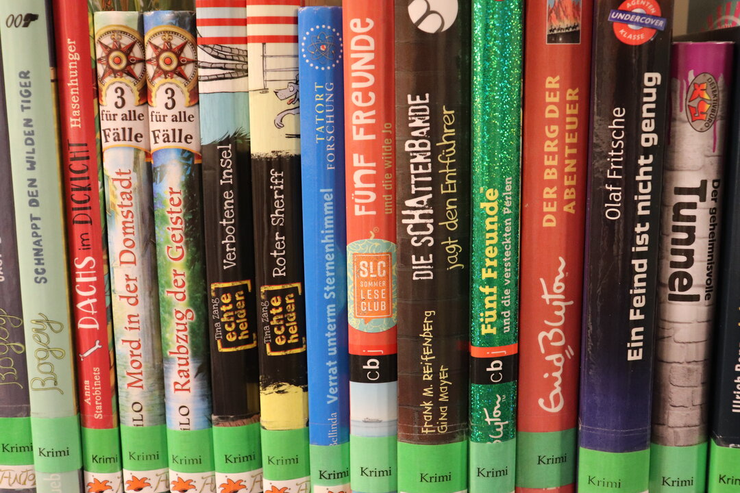 Mehrere Kinderbücher aufgereiht